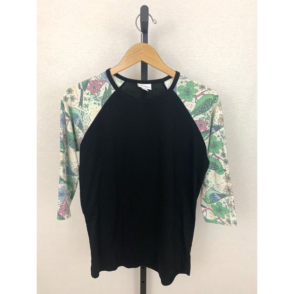 LuLaRoe Tops - NWOT LuLaRoe Black With Floral And Bird Sleeve T